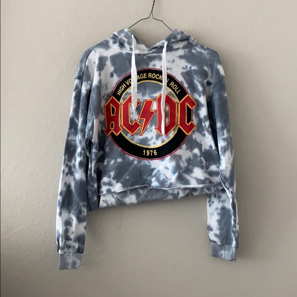 Cropped tie dye ACDC hoodie